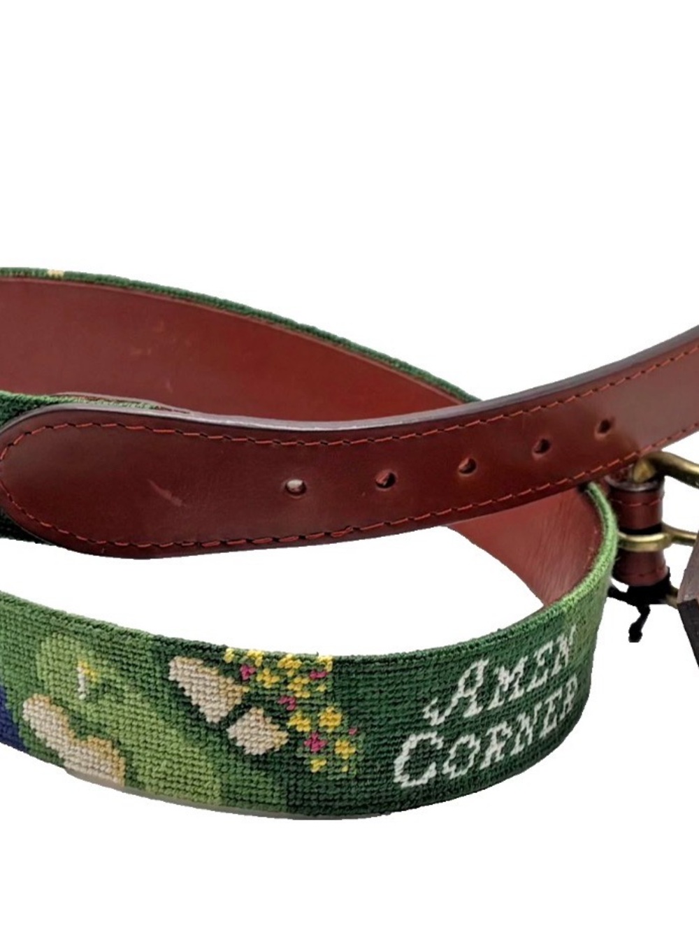 2026 Masters Amen Corner Needlepoint Leather Trim Men's Belt Smathers & Branson